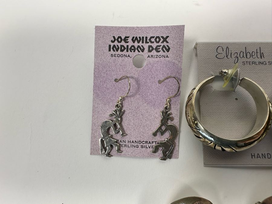 Six Pair Of Sterling Silver Earrings 59.3g [Photo 6]