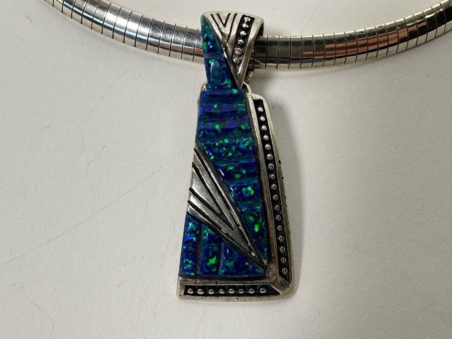 Sterling Silver 16' Necklace With Sterling Pendant 37.9g [Photo 5]