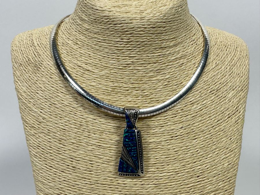 Sterling Silver 16' Necklace With Sterling Pendant 37.9g [Photo 4]
