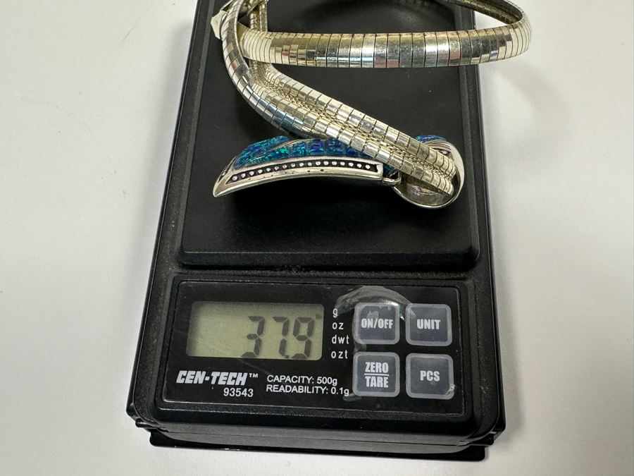 Sterling Silver 16' Necklace With Sterling Pendant 37.9g [Photo 8]