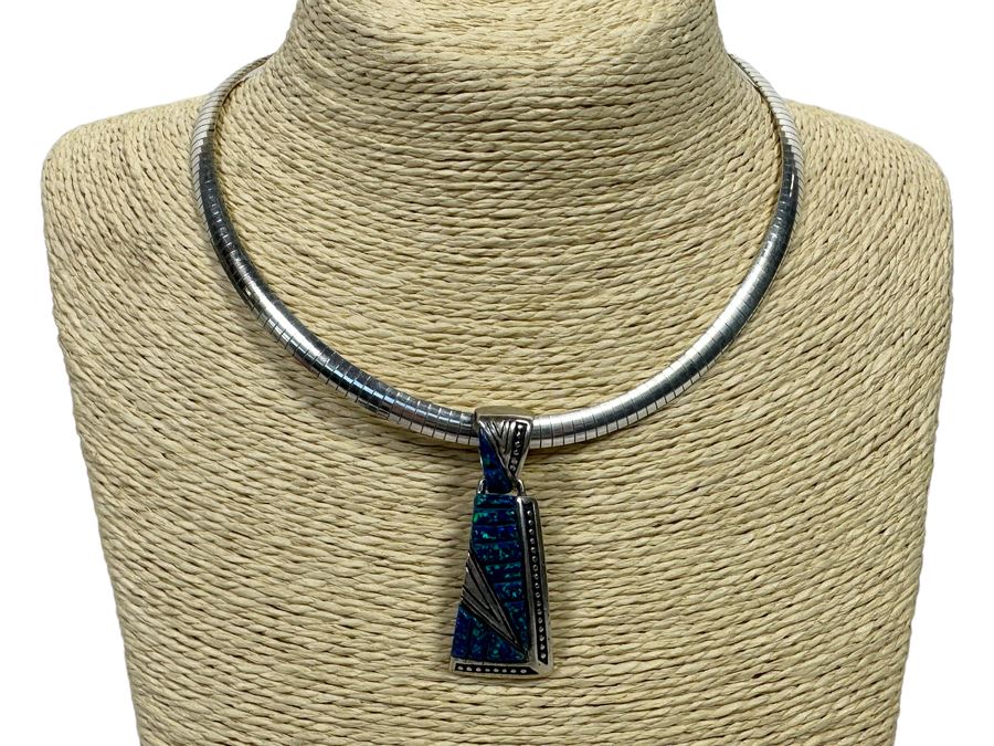 Sterling Silver 16' Necklace With Sterling Pendant 37.9g [Photo 3]