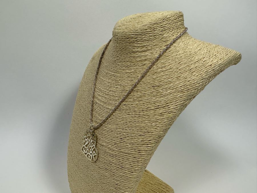 Sterling Silver Heart Pendant With Sterline 18' Chain 16.1g [Photo 5]