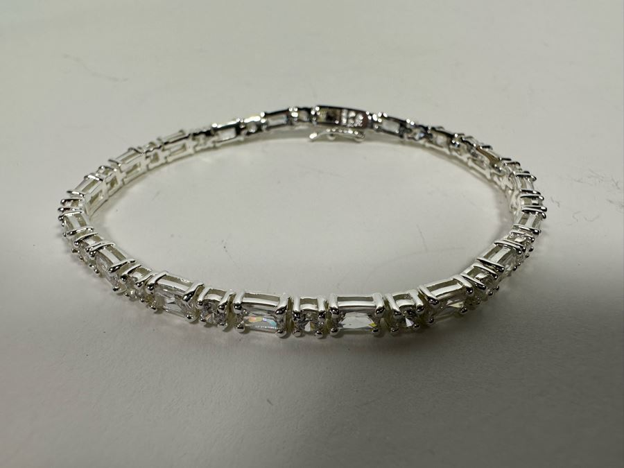 Sterling Silver CZ 7' Bracelet 11.3g [Photo 10]