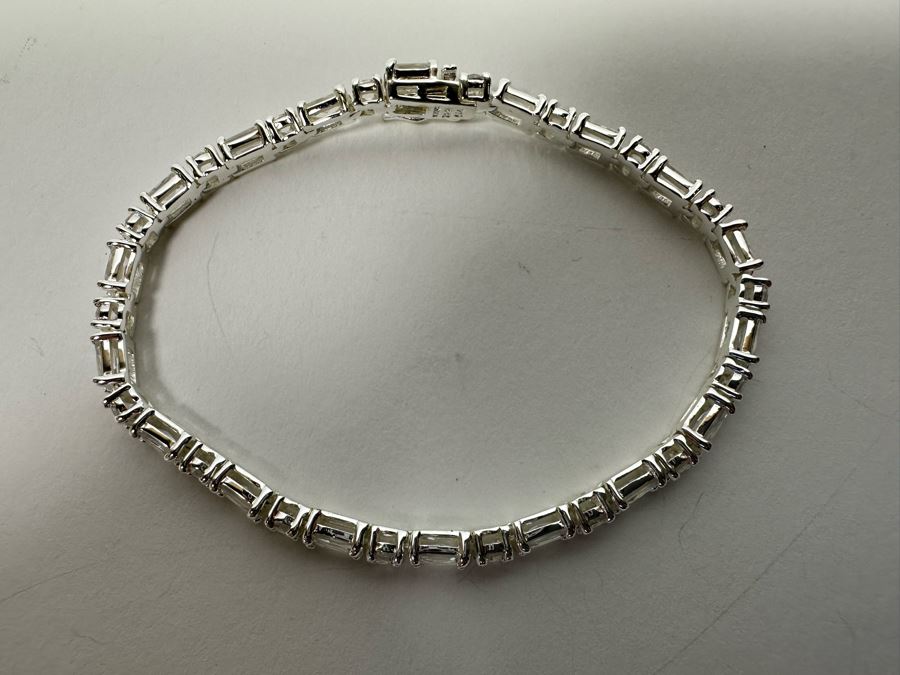 Sterling Silver CZ 7' Bracelet 11.3g [Photo 7]