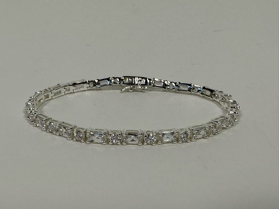Sterling Silver CZ 7' Bracelet 11.3g [Photo 6]