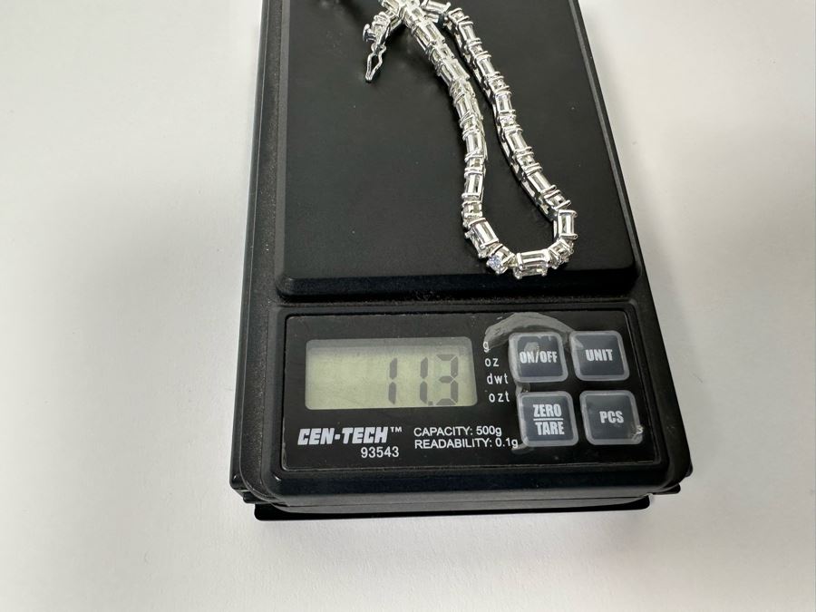Sterling Silver CZ 7' Bracelet 11.3g [Photo 12]