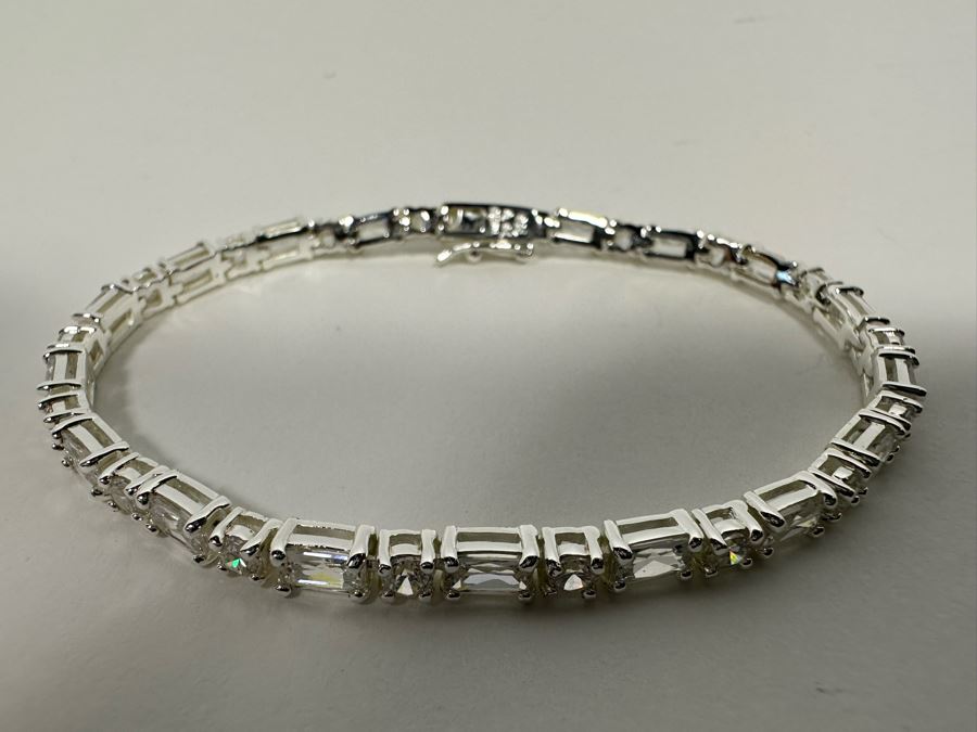 Sterling Silver CZ 7' Bracelet 11.3g [Photo 8]