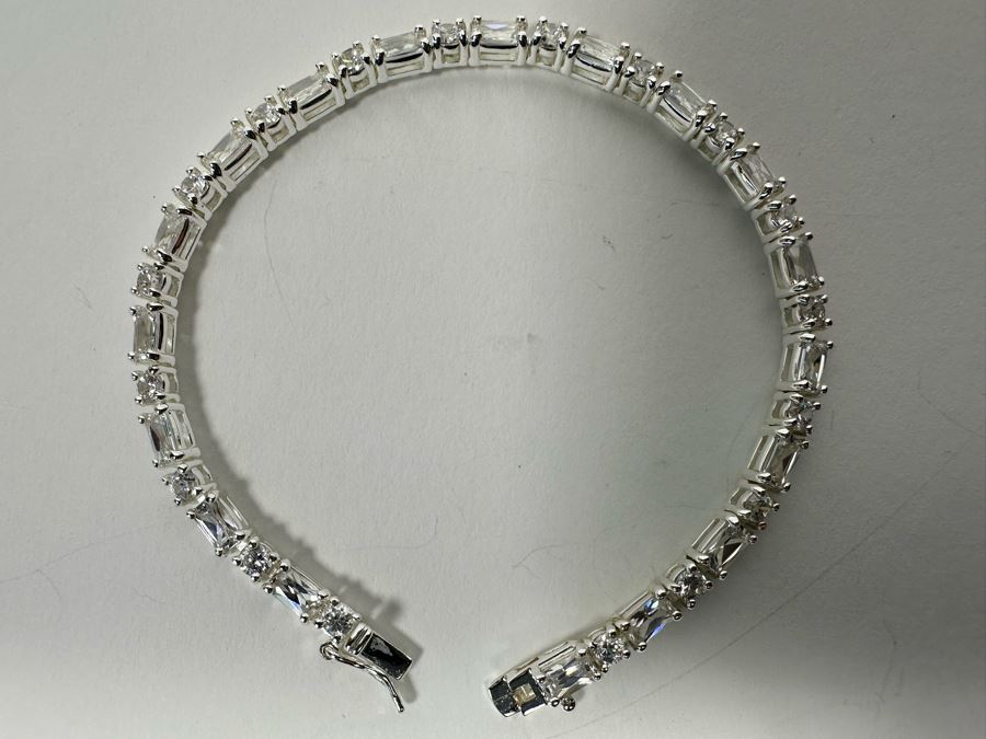 Sterling Silver CZ 7' Bracelet 11.3g [Photo 3]