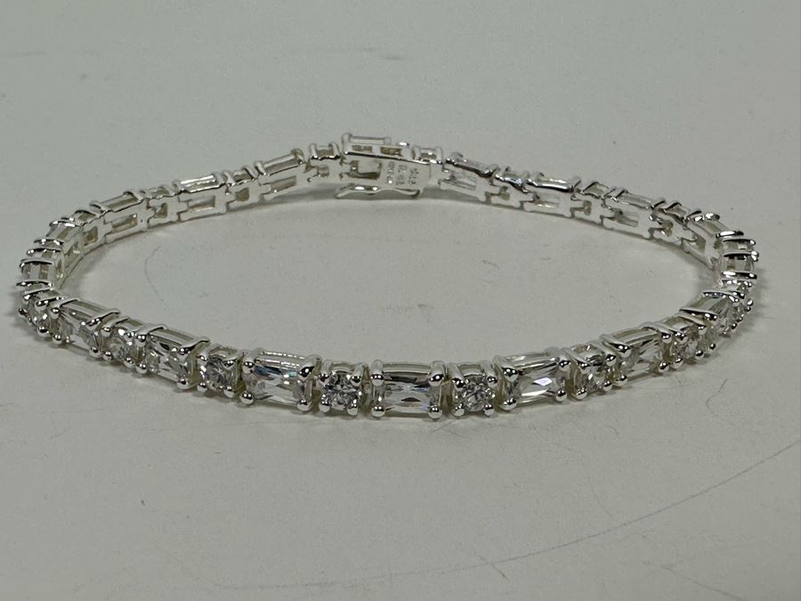 Sterling Silver CZ 7' Bracelet 11.3g [Photo 5]