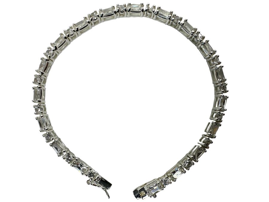 Sterling Silver CZ 7' Bracelet 11.3g [Photo 1]