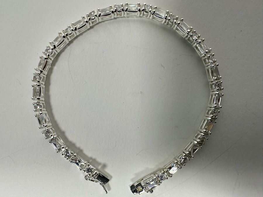 Sterling Silver CZ 7' Bracelet 11.3g [Photo 2]
