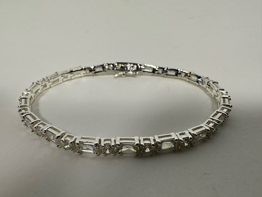 Sterling Silver CZ 7' Bracelet 11.3g [Photo 9]