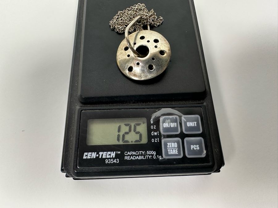 Sterling Silver Modernist Pendant With Sterling 16' Chain Necklace 12.5g [Photo 10]