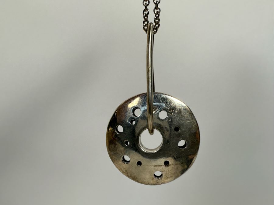 Sterling Silver Modernist Pendant With Sterling 16' Chain Necklace 12.5g [Photo 7]