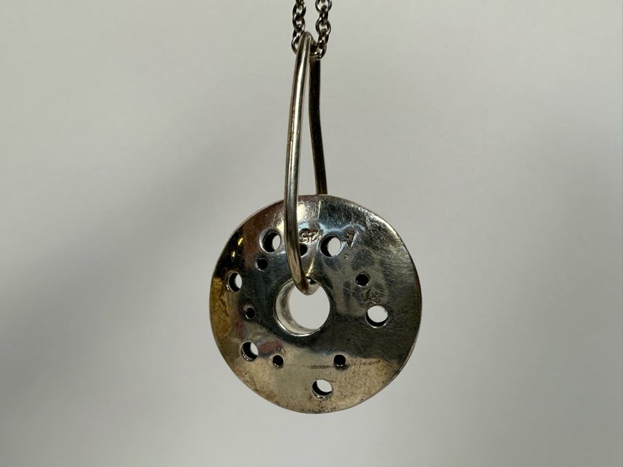 Sterling Silver Modernist Pendant With Sterling 16' Chain Necklace 12.5g [Photo 8]