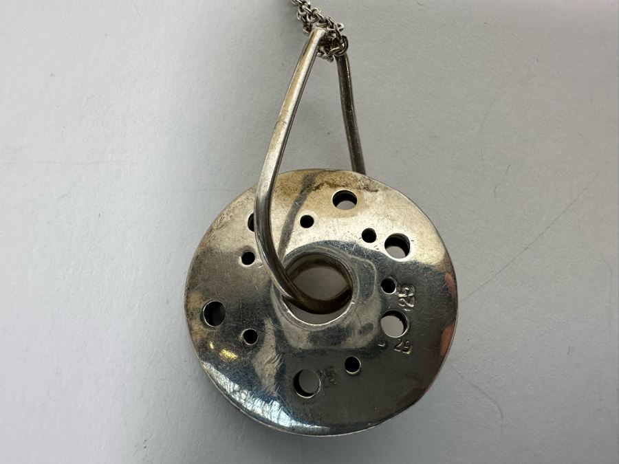 Sterling Silver Modernist Pendant With Sterling 16' Chain Necklace 12.5g [Photo 6]