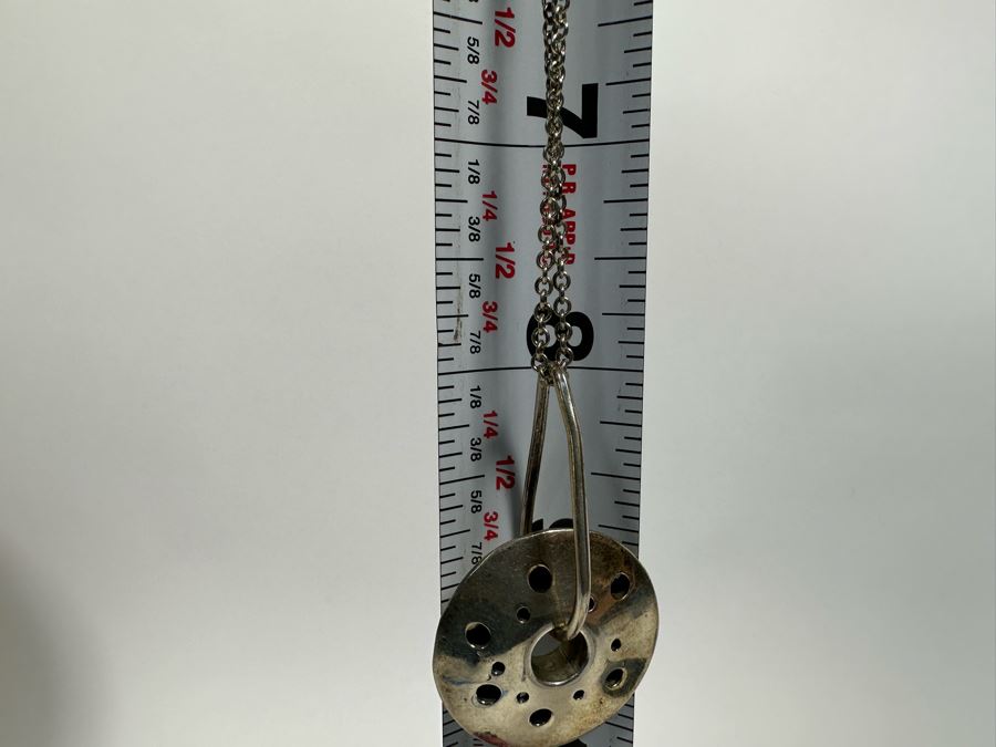 Sterling Silver Modernist Pendant With Sterling 16' Chain Necklace 12.5g [Photo 9]