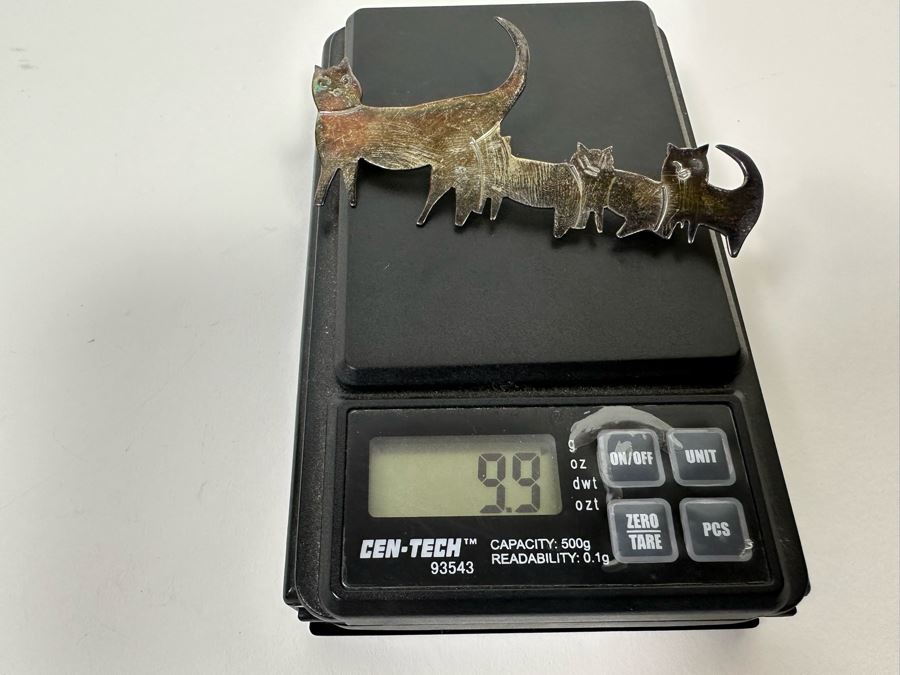 Sterling Silver Cat Pin Brooch 9.9g [Photo 4]