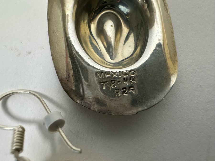 Two Pair Of Sterling Silver Cowboy Hat Earrings And Cowboy Boot Pin Brooch 31.5g [Photo 8]
