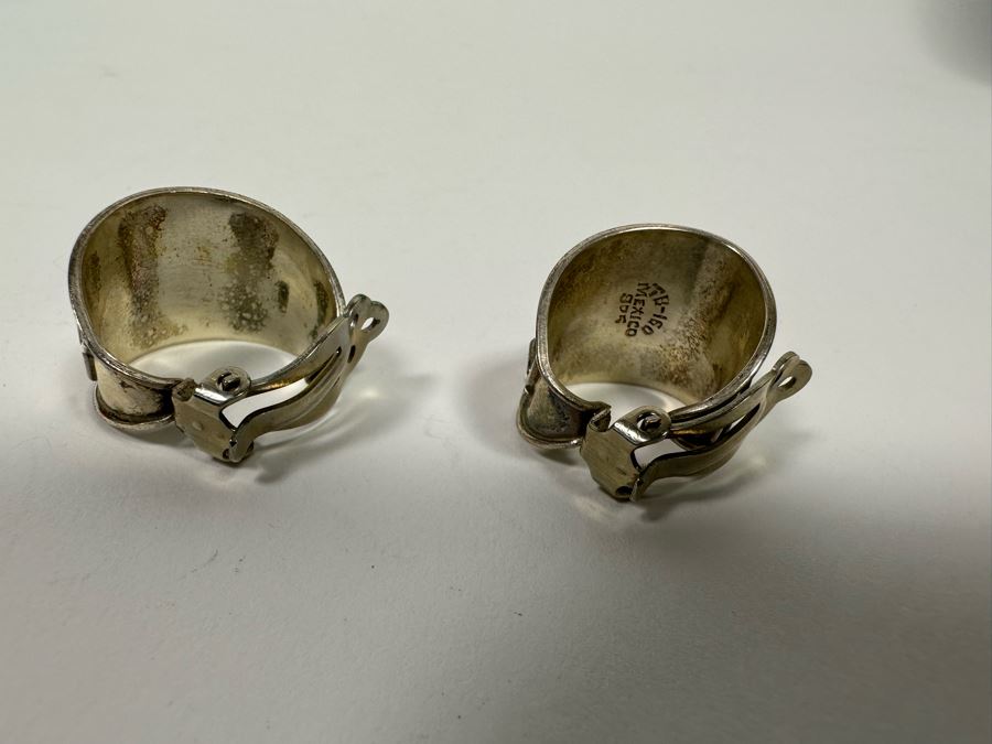 Sterling Silver Clip-On Earrings With Iolite Violet Stones 8.4g [Photo 7]