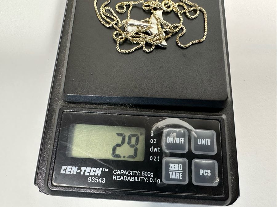 Sterling Silver Whale Tail Pendant With 18' Sterling Chain Necklace 2.9g [Photo 5]