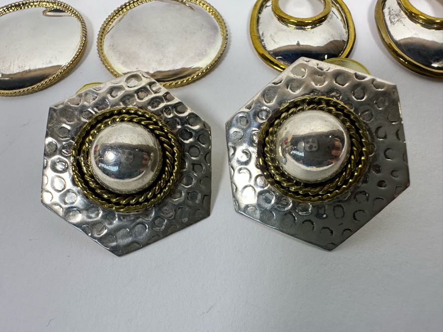 Three Pair Of Sterling Silver Earrings 33.4g [Photo 4]