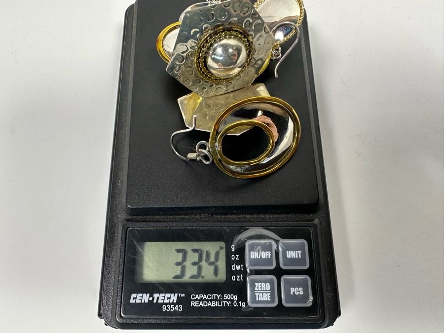 Three Pair Of Sterling Silver Earrings 33.4g [Photo 6]