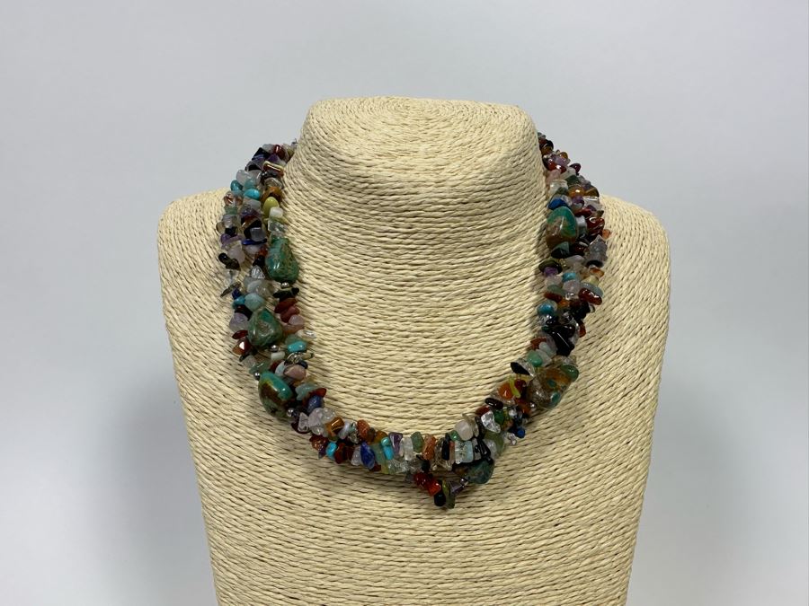 Mulit-Strand Multi-Stone Necklace [Photo 3]