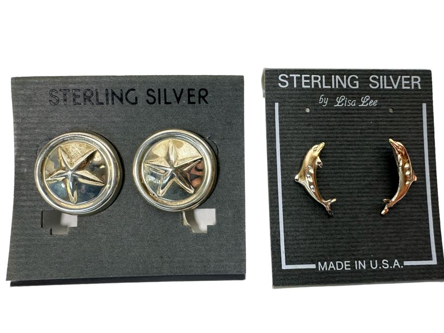 Sterling Silver Dolphine Pendant With Sterling Chain, Sterling Dolphin Earrings And Sterling Shell Earrings [Photo 6]