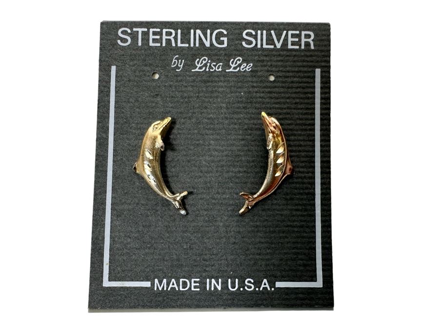 Sterling Silver Dolphine Pendant With Sterling Chain, Sterling Dolphin Earrings And Sterling Shell Earrings [Photo 8]
