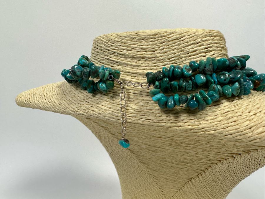 Multi-Strand Turquoise And Amethyst Necklace With Sterling Clasp [Photo 6]