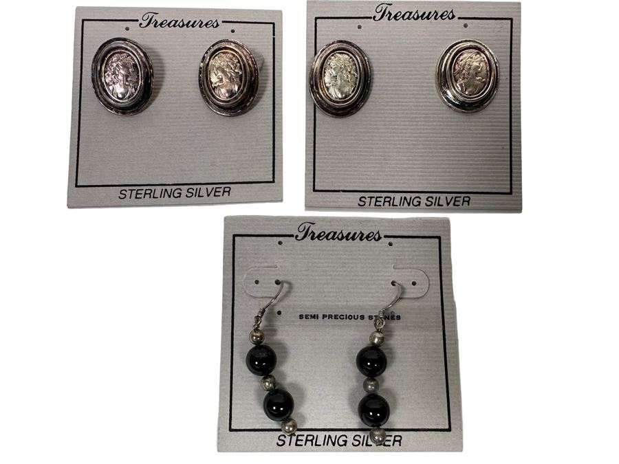 Three Pair Of Sterling Silver Earrings [Photo 1]