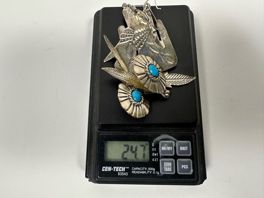 Three Pair Of Sterling Silver Earrings 24.7g [Photo 8]