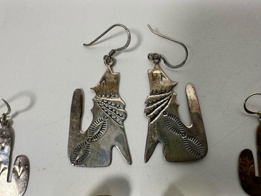 Three Pair Of Sterling Silver Earrings 24.7g [Photo 5]