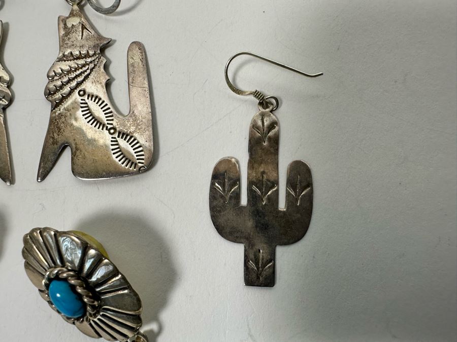 Three Pair Of Sterling Silver Earrings 24.7g [Photo 6]