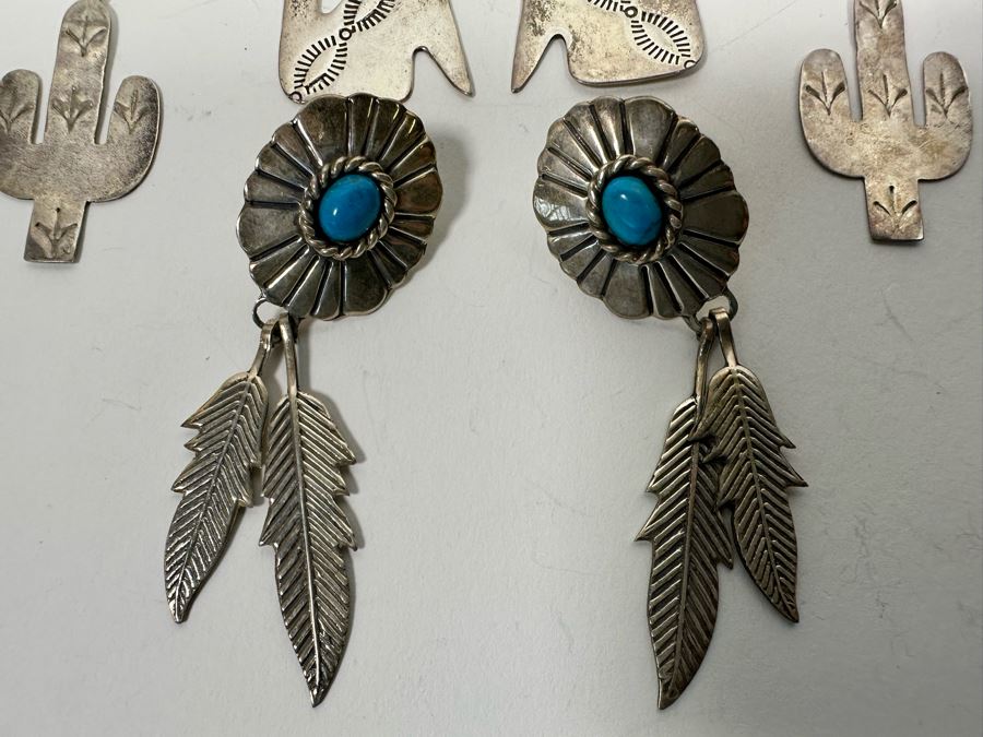 Three Pair Of Sterling Silver Earrings 24.7g [Photo 4]