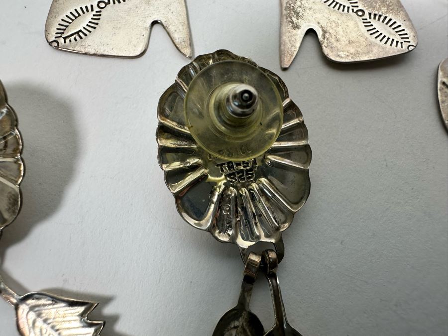 Three Pair Of Sterling Silver Earrings 24.7g [Photo 7]