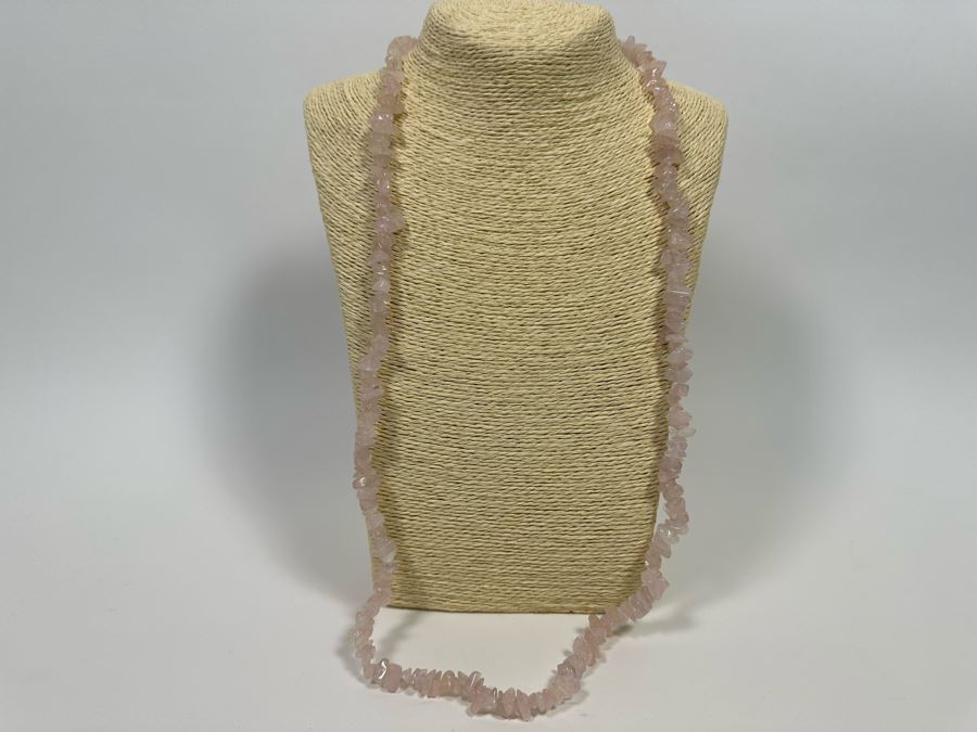 Long 34' Rose Quartz Bead Necklace [Photo 2]