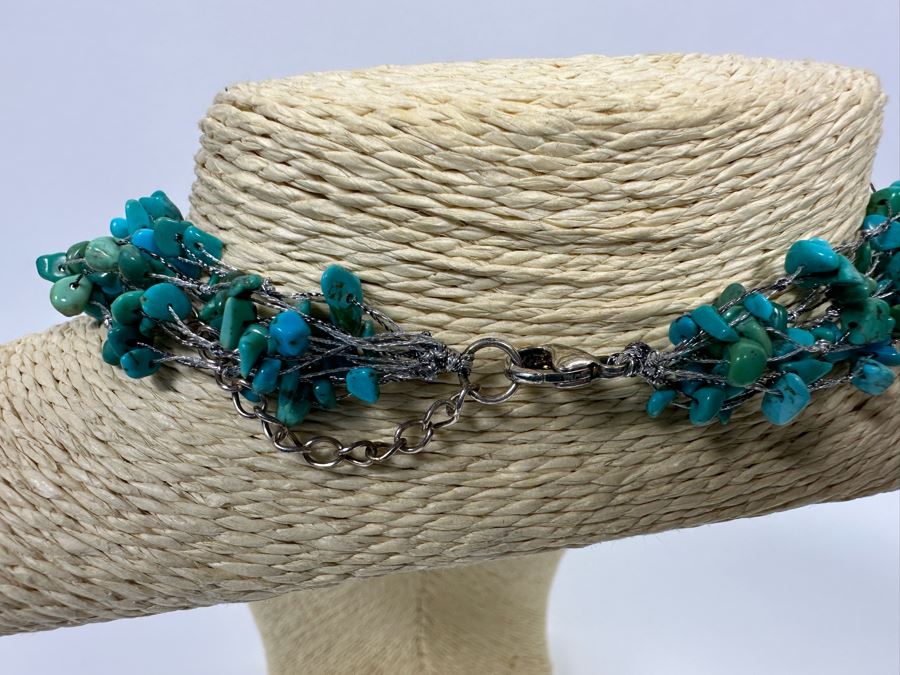 Multi-Strand Turquoise Sterling Silver 22' Necklace [Photo 5]
