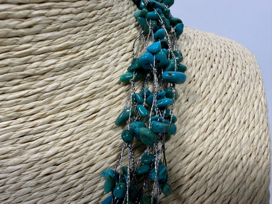 Multi-Strand Turquoise Sterling Silver 22' Necklace [Photo 4]