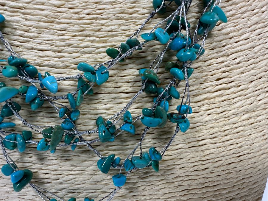 Multi-Strand Turquoise Sterling Silver 22' Necklace [Photo 3]