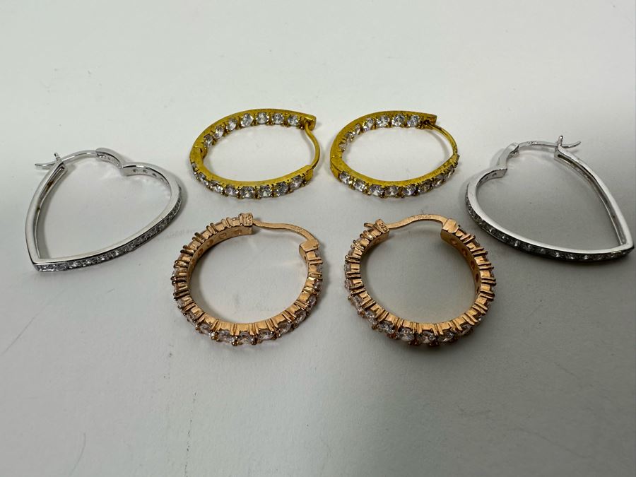 Three Pair Of Sterling Silver Earrings 18.3g [Photo 2]