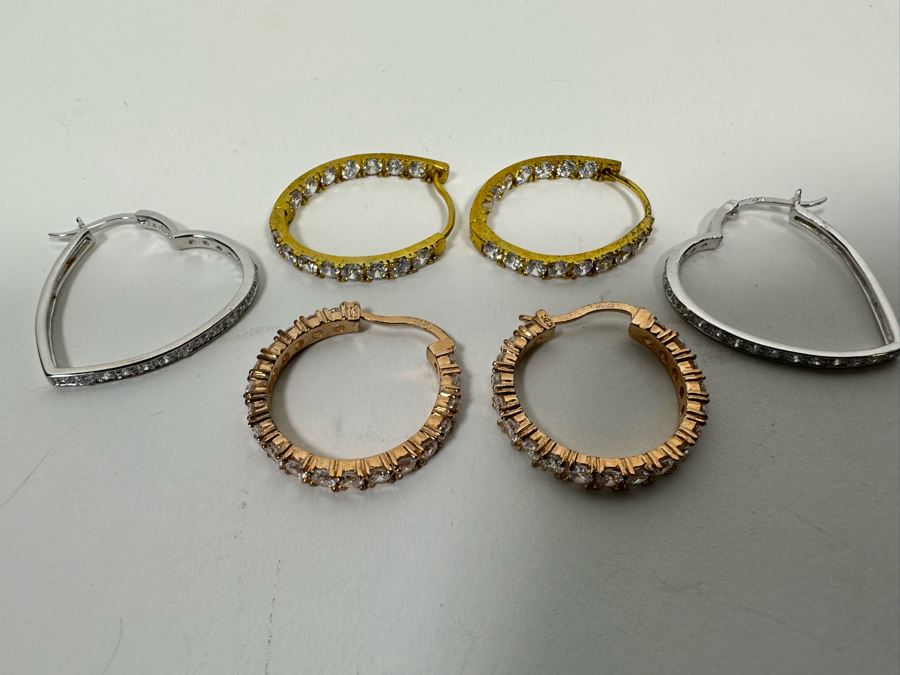 Three Pair Of Sterling Silver Earrings 18.3g [Photo 3]