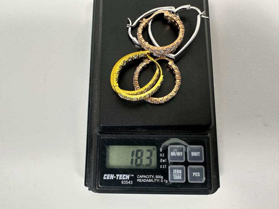 Three Pair Of Sterling Silver Earrings 18.3g [Photo 7]