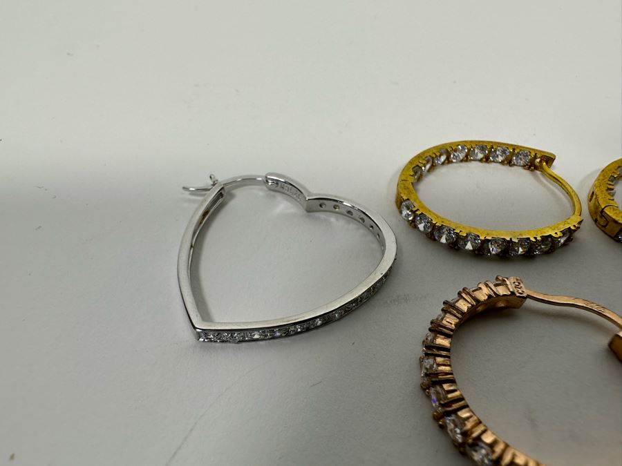 Three Pair Of Sterling Silver Earrings 18.3g [Photo 6]