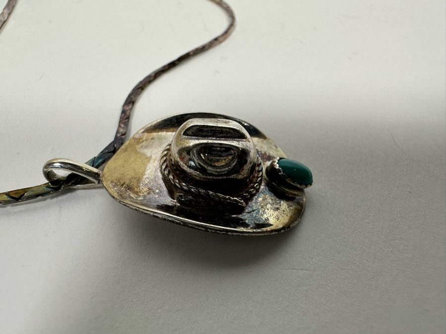 Sterling Silver Cowboy Pendant With Sterling 14' Chain Necklace 11.6g [Photo 7]