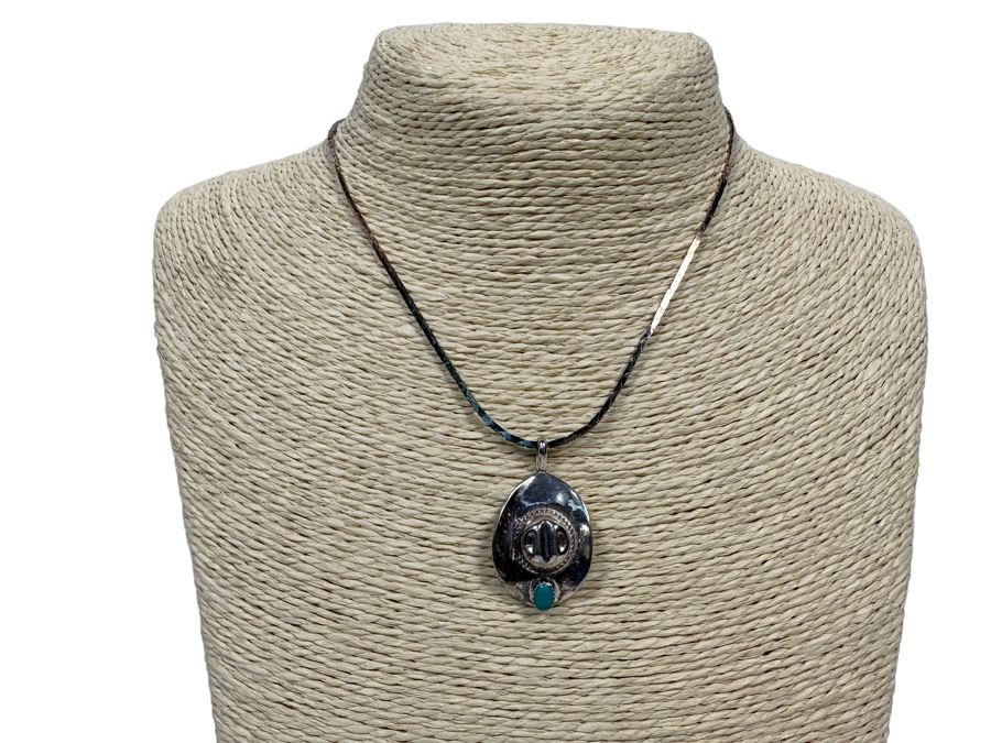 Sterling Silver Cowboy Pendant With Sterling 14' Chain Necklace 11.6g [Photo 2]