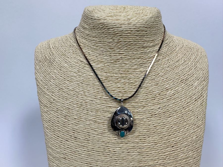 Sterling Silver Cowboy Pendant With Sterling 14' Chain Necklace 11.6g [Photo 4]