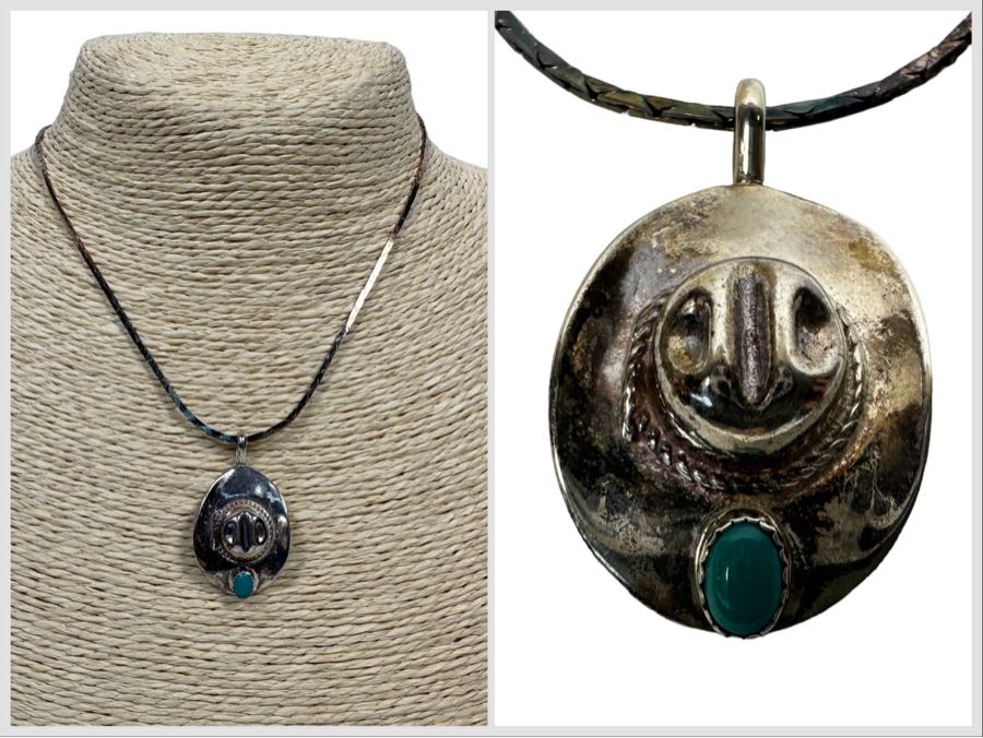 Sterling Silver Cowboy Pendant With Sterling 14' Chain Necklace 11.6g [Photo 1]