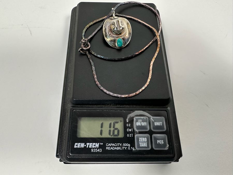 Sterling Silver Cowboy Pendant With Sterling 14' Chain Necklace 11.6g [Photo 10]